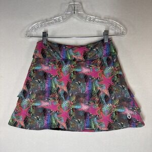 Dona Jo Skort  Coastal Preppy Core Multicolor Shells & Starfish Print Ruffle Sz2